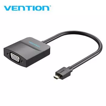 Адаптер Vention Micro HDMI-VGA 1080P Mini HDMI-папа-VGA-мама, кабель-конвертер для камеры, планшета, адаптер Mini HDMI-VGA Mini HDMI to VGA чёрный