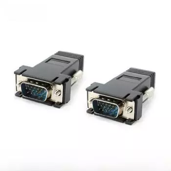 Адаптер VGA-RJ45: Сетевой удлинитель для сигнала VGA через сетевой кабель, 15-контактное соединение Male connector