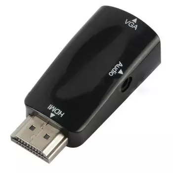 Адаптер видеоконвертера HDMI-папа-VGA-мама 1080p Аудиокабель 3,5 мм (Акции Великобритании) чёрный