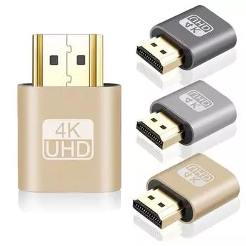 Адаптер виртуального дисплея HDMI 4K DDC EDID Заглушка Эмулятор безголового дисплея Ghost для видео Поддержка майнинга биткойнов 1920x1080P Plug and Play золотой
