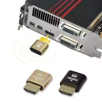 Адаптер виртуального дисплея HDMI, совместимый с HDMI 1.4 DDC EDID, заглушка, безголовый эмулятор дисплея Ghost для видео майнинга биткоинов DP чёрный