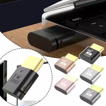 Адаптер виртуального дисплея VGA 4K HDMI-совместимый 1.4 Display EDID Video Ghost Plug Dummy Lock DDC N2I3 Black-1pcs