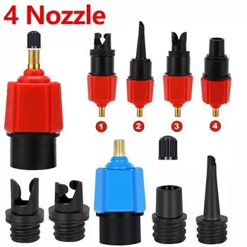 Адаптер воздушного насоса для надувного весла, резиновой лодки, каяка, воздушного клапана, компрессора для шин, преобразователя, 4 насадки, аксессуары для лодок красный
