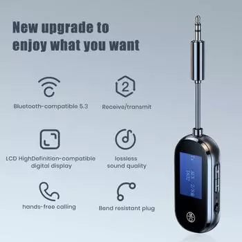 Адаптер Yousheng Bluetooth, совместимый с аудиопередатчиком с портом 3,5 мм, автомобильные наушники с функцией громкой связи, беспроводной аудиопередатчик и приемник чёрный