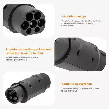 Адаптер зарядного устройства электромобиля IEC 62196 Тип 2 - J1772 Тип 1 Разъем для зарядки электромобиля Адаптер розетки Аксессуары EVSE Type2 To Type1