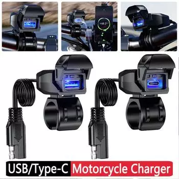 Адаптер зарядного устройства для мотоцикла IP66 Водонепроницаемый мотоциклетное зарядное устройство для телефона 9 В-24 В Разъем питания USB Type-C Аксессуары для мотоциклов