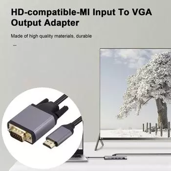 Адаптерный кабель 1080P HDMI совместимый с VGA кабель-конвертер адаптер линия для телевизора ноутбука проектора монитора чёрный