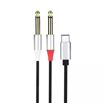 Адаптерный кабель Y-разветвитель USB C на 6,35 мм 1/4 дюйма, адаптерный кабель # Type-c 1M