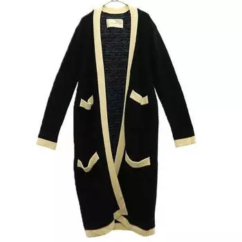 ADAWAS Long sleeve long knit cardigan F Black x white Women Used