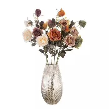 Добавьте нотку элегантности с помощью искусственного цветка сухой жженой розы с 3 головками розовый/фиолетовый