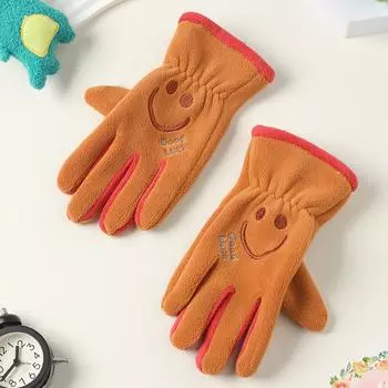 Add Fleece In Autumn and Winter Olympic Fleece Primary School Students Cycling Skin Friendly Outdoor Warm and Cold Proof Cute Gloves One Size