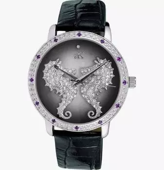 Adee Kaye Seahorsee Кристальные акценты Черный циферблат Кварцевые AK2002-LPU Женские часы