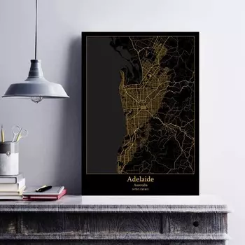 Аделаида Алис-Спрингс Брисбен Канберра Дарвин Мельбурн Перт Сидней Аделаида Мельбурн Перт Сидней Австралия Плакат с картой 21cm30cm NoFrame