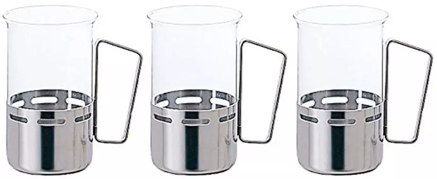 Adelia Glass Mug Heat Resistant Holder Mug 300ml Set of 3 Resistant [Microwave Safe/Heat Glass] F-37440