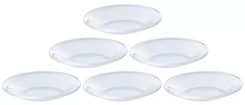 Adelia Glass Plate Maximum 12 x Height New Plain Plate Set of 6 Made in Japan 1.8cm P-6213