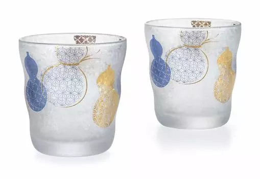Adelia Rock Glass Pair Set Six Gourds 335ml Nippon the Made in Japan Present in Cosmetic Box Birthday Gift Present [Premium Taste/Old Glass/On Rocks]