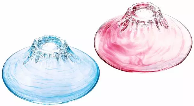 Adelia Sake Glass Pair Set Edo Glass Fuji Suminagashi Red 60ml Made in Japan Present in Cosmetic Box Birthday Gift Present Mt. Blue/Suminagashi [Edo