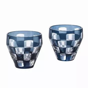 Adelia Sake Pair Set Checkered 60ml Present in Cosmetic Box Gift Birthday [ICHIMATSU/Choko/Ochoko/Sake Glass] HS-578