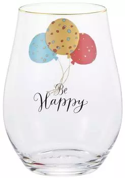 Adelia Tumbler 360ml Message Glass Gift Be Happy Made in Japan 6694