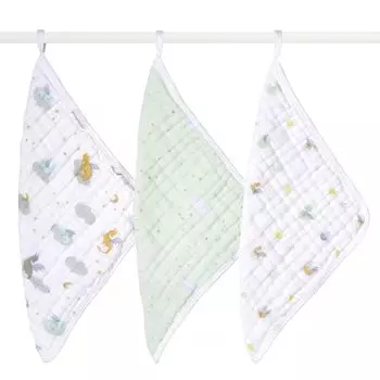 aden anais Aiden and Anais Набор из 3 полотенец для мытья посуды 30 x 30 см 2024 Знак зодиака Дракон муслин хлопок с петлей детское подарочное марлевое полотенце WCADABAWCC30011 +