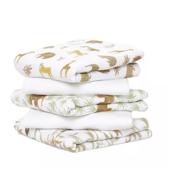 aden anais Essentials Zy Cotton Легкая и красивая сумка для подгузников 5 Tanzania + Squares, 100% Muslin, Essentials, Pack,