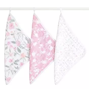 aden anais мочалка Ma Fleur набор из 3 30 x 30 см муслин хлопок с петлей подарок для ребенка WCADABAWCC30008 +