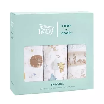 aden anais Винни-Пух Набор из 3 пеленок 120 x 120 см Дизайн Диснея Муслиновая хлопковая пеленка SWADABDASWC30006DIJ +