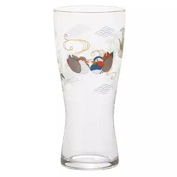 ADERIA 6842 Premium Nippon Taste, Auspicious Flowers, Birds and Iris, Beer Glass, 10.1 fl oz (310 ml), Capacity 10.1 fl oz (310 ml), Made in Japan, Gi