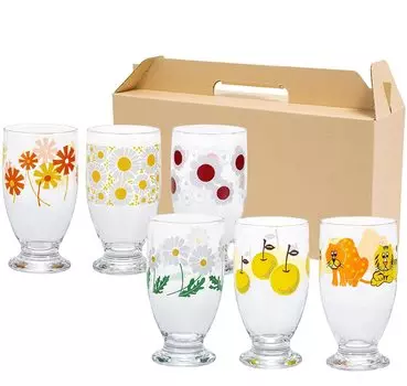 ADERIA Adelia Ретро стеклянный стакан с подставкой 335 мл 6 узоров ассорти Специальная подарочная коробка, сделано в Японии [Стекло / / набор]