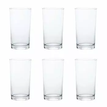 ADERIA B2318 Glasses, Clear, 16.9 fl oz (505 ml), Set of 6, Made in Japan, High Ball Cup, Wedding, Celebration, Beer, Stylish, Present, Popular, Ranki