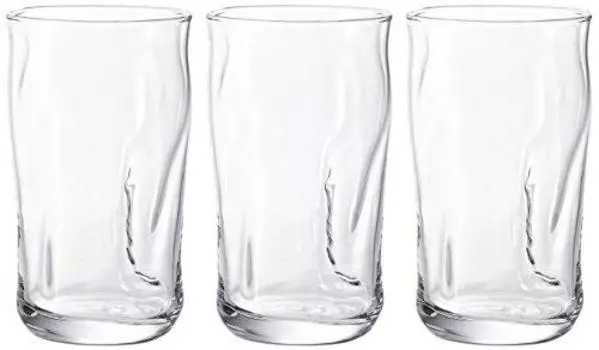 ADERIA B-6890 Стеклянный стакан, 10,1 жидких унций (300 мл), Набор из 3 штук, мягкая текстура, удобно держать, сделано в Японии, можно мыть в посудомоечной машине