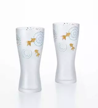 ADERIA Bubble Making Premium Nippon Taste Goldfish Fireworks Beer Glass 310ml Pair Set Made in Japan Cosmetic Box Stylish Pint Pilsner Gift Women Day