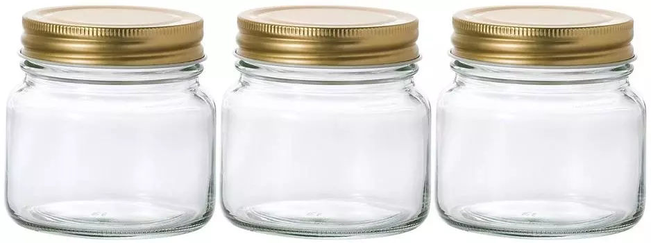 ADERIA Бутылка для хранения с золотой крышкой 275 мл, набор из 3 бутылок для хранения с крышкой Yoki, сделанная в Японии, стеклянная канистра, герметичный контейнер, банка для приправ