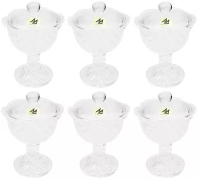 ADERIA Чашка с максимальной высотой х конское лакомство с набором хрустальных подставок, сделано в Японии, прозрачная, 7,5 9,8 см, чашка, крышка, 6 шт., стекло, F-70198 чистый