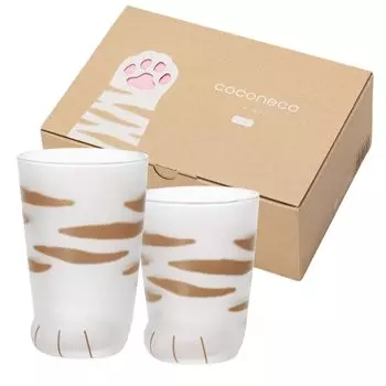 ADERIA Coconeco Glass Tabby Cat 230 мл 300 мл Набор для пары Сделано в Японии Косметическая коробка Хайбол Пивной стильный стеклянный стакан для сакэ Подарочная посуда на женский день