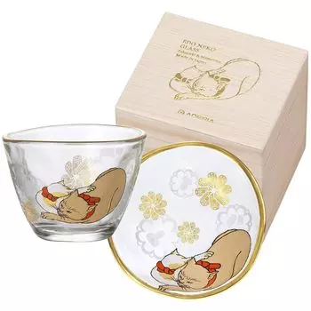 ADERIA Edo Cat Cup Bean Plate Made in Cosmetic Small Soy Sauce Japanese Newborn Birthday Birthday Gift S6291 & Set, Cream/Buchi,