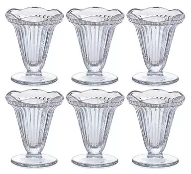 ADERIA La Rochelle Parfait Glass Clear 190ml Set of 6 Dessert Sundae Container Cup Glass Stylish Ice Cream with Feet Coffee Shop Tableware Commercial