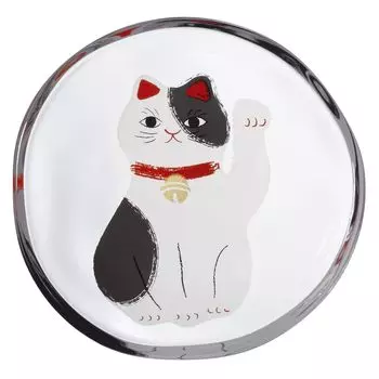 ADERIA Lucky Cat Bean Plate Buchi Made in Japan Поставляется в подарочной коробке Маленькая тарелка Тарелка для соевого соуса Стильная сервировочная тарелка Посуда из стекла в японском стиле