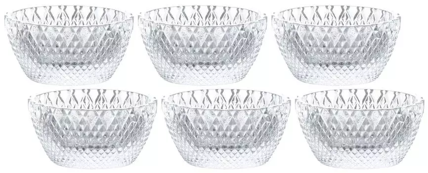 ADERIA Маленькая прозрачная миска Диаметр 7 x Высота Shonai Craft Crystal Маленькая средняя миска Набор из 6 хрустальных стеклянных изделий Сделано в Японии 3,5 см F-77690