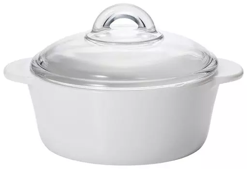 ADERIA Pot Glass Pot Cooker Cerabake Fire Cocotte Pot 1L White для открытого и [Антипригарное покрытие/Подходит для использования на открытом огне, в микроволновой печи, духовке/Керамическое покрытие] K-9461 белый