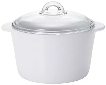 ADERIA Pot Glass Pot Cooker Cerabake Fire Cocotte Pot 3L White для открытой микроволновой печи и [Антипригарное покрытие/Подходящее пламя, духовка/Керамическое покрытие] K-9464 белый