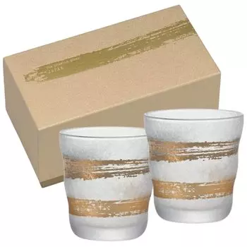 ADERIA Premium Gold Rock Glass Pair 335ml Set of 2 Made in Japan Cosmetic Box Rock Whiskey Shochu Stylish Gift Women Day Tableware Day Couple Men