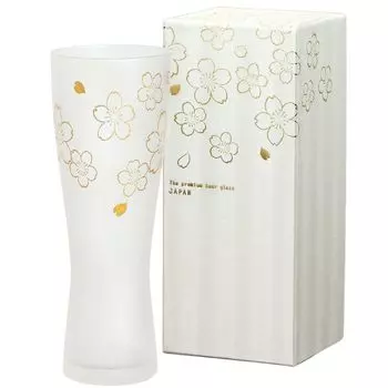 ADERIA Premium Nippon Taste Foam Making Cherry Blossom Beer Glass 415ml Gold Made in Japan Cosmetic Box Wedding Day Day Gift Present Birthday Women