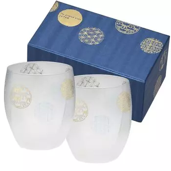 ADERIA Premium Nippon Taste Round Crest 345 мл Rocks Glass Pair Set Made in Japan Cosmetic Box Whiskey Glass Stylish Shochu Whiskey Glass Gift Women