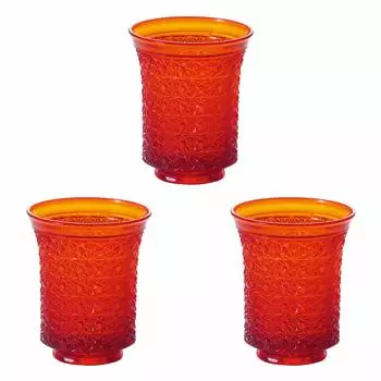 Стеклянная посуда ADERIA Shonai Craft, мойка для палочек для еды, красная, диаметр x высота, красная корзина, 3 предмета, сделано в Японии, 7,1 8,5 см, F-70394