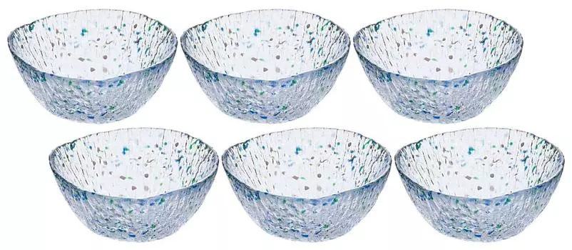 ADERIA Shonai Craft Small Maximum x Height Flower Set of Crystal Made in Japan Bowl, прозрачный, 13,4 6,5 см, Spelling, 6, стекло, F-70250