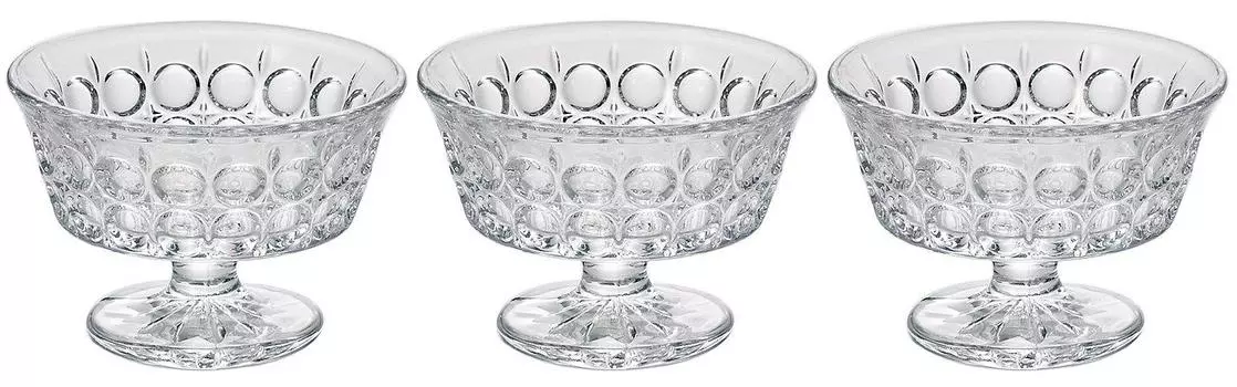 ADERIA Suigetsu Sunday Parfait Glass Set of 3 Crystal Glass Made in Japan Dessert Container Cup Glass Stylish Ice Cream Plate with Feet Coffee Shop