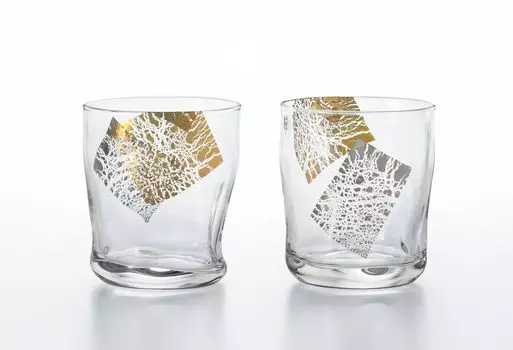 ADERIA Tebineri Fluid Kinrajin Rocks Glass Pair Set 300ml Made in Japan Cosmetic Box Whisky Stylish Shochu Whiskey Glass Gift Women s Day Tableware Day