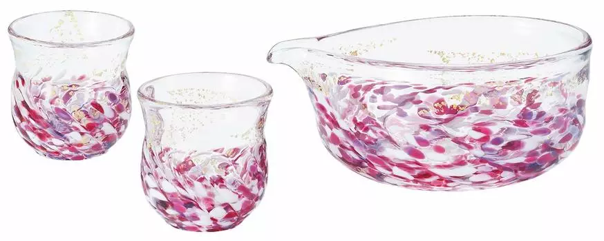 ADERIA Tsugaru Vidro Flower Raft Набор чашек для саке Саке Сделано в Японии Стакан для саке Холодное саке Удушение Стильный подарок Женский день День Пара Мужчины Новоселье