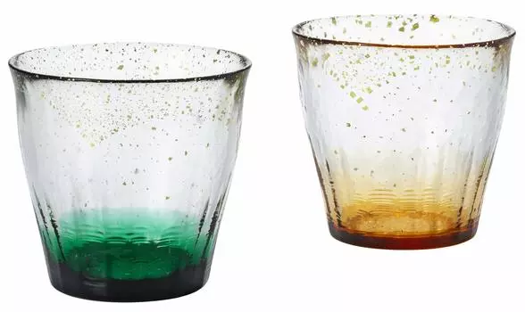 ADERIA Tsugaru Vidro Hyoka Kinsai Ryokuyo Rocks Glass Pair Set Presentation Box Made in Japan Whiskey Glass Stylish Light Retirement Shochu Whiskey